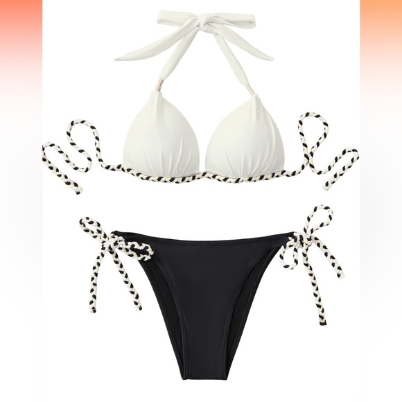 SweatyRocks Women's Colorblock 2 Piece Push Up Bikini Tie Side Bathing Suit New - Picture 2 of 4